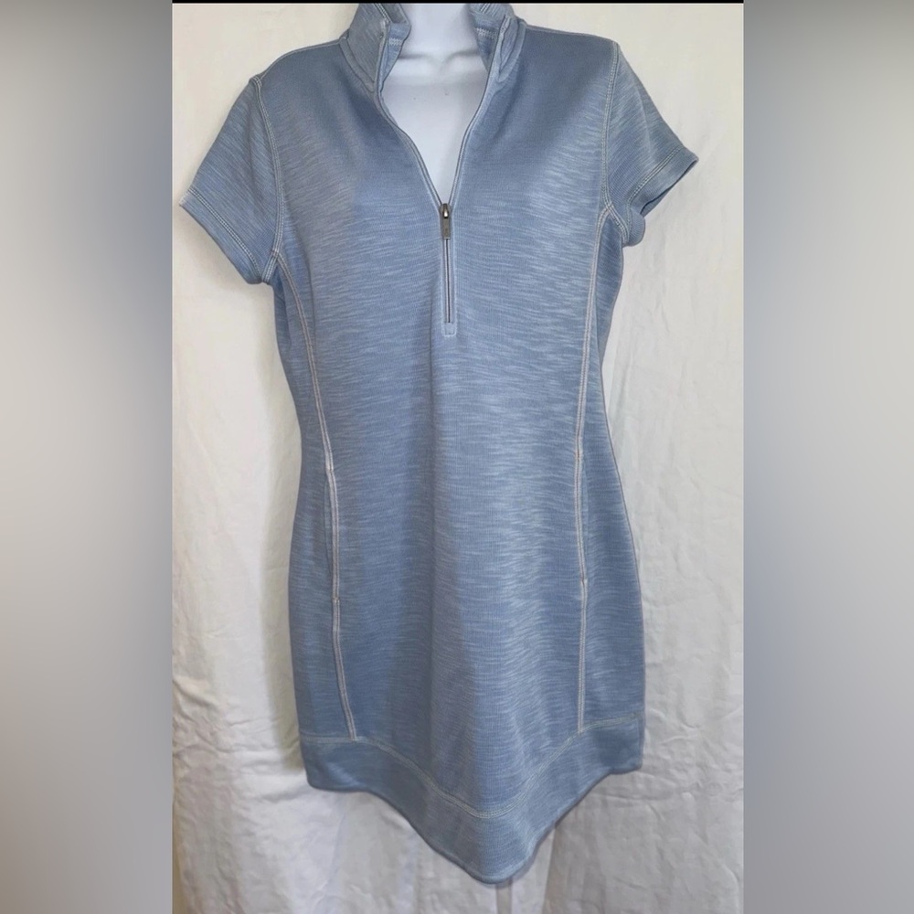 Tommy Bahama Gray Sheath Mini Dress Casual Crew Neck